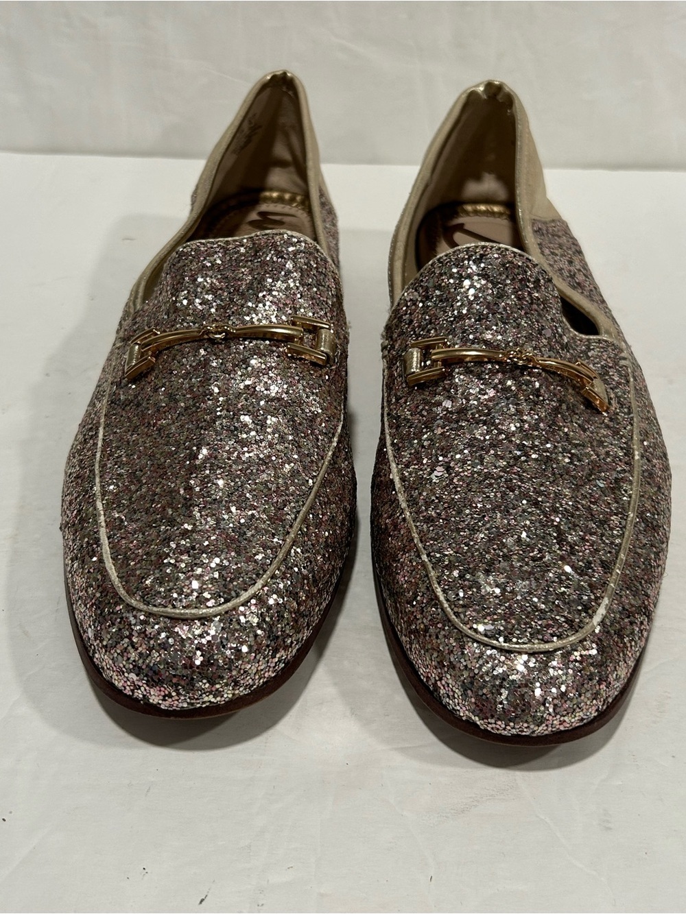 Sam Edelman Loraine Bit Loafer Molten Gold Chunky Glitter Flats Metallic 9.5W - Picture 2 of 10